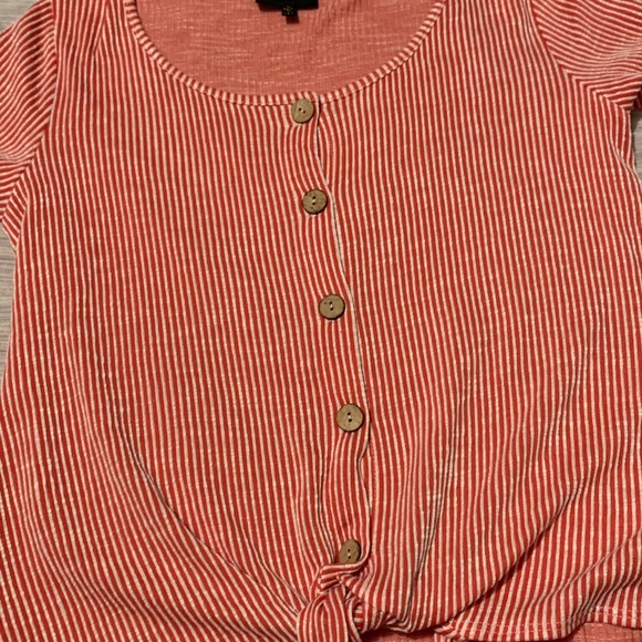 Nordstrom Red White Striped Tie T-Shirt Blouse S - Picture 2 of 5